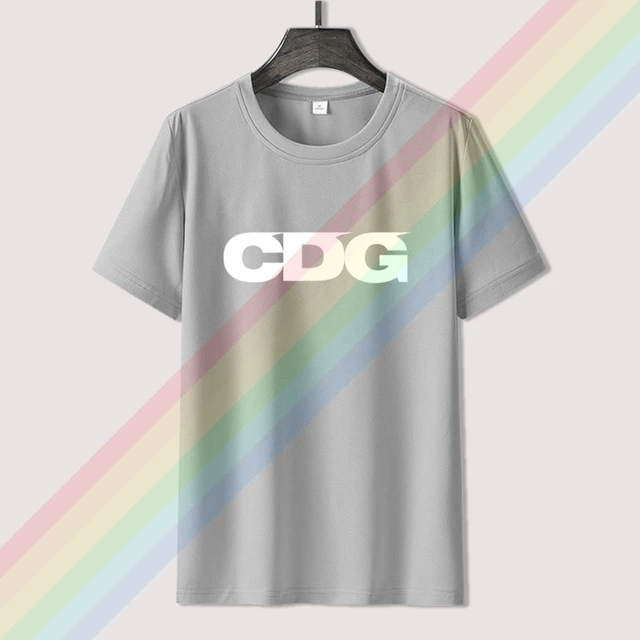 Comme White Cdg Logo Garcon Men Women Summer 100% Cotton Black Tees Male Newest Top Popular Normal Tee Shirts Unisex 3light grey
