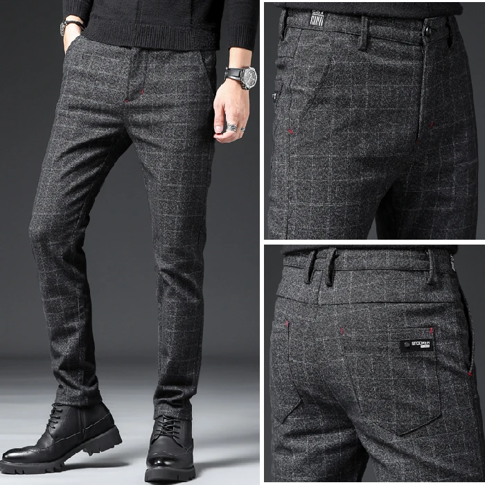 Брюки мужские корейские хлопковые утолщенные Pantalon Homme всесезонные мужские банкетные Свадебные офисные брюки плюс размер брюки карго мужские