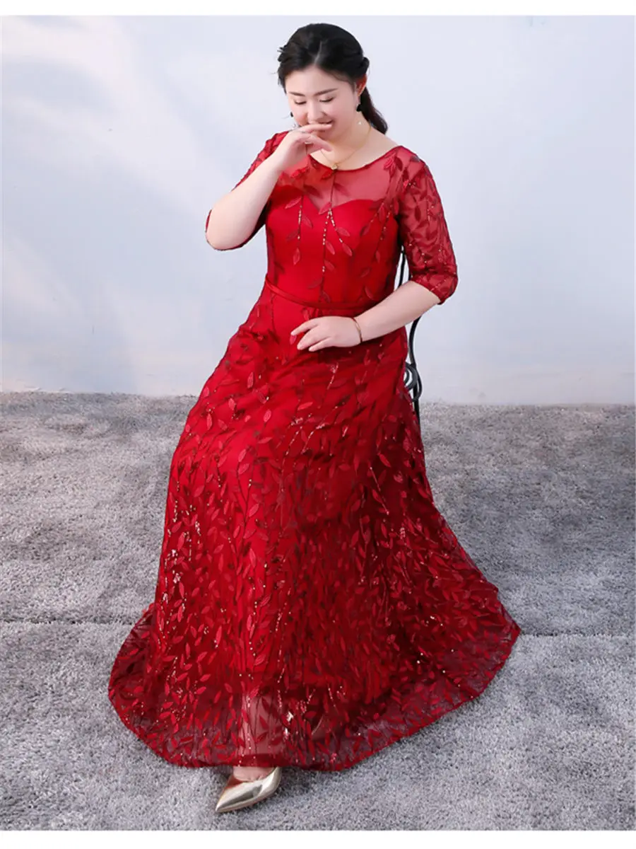 Вечерние платья с пайетками, рукав до локтя, Robe De Soiree T338, длина до пола, женские вечерние платья размера плюс, вечерние платья с вышивкой