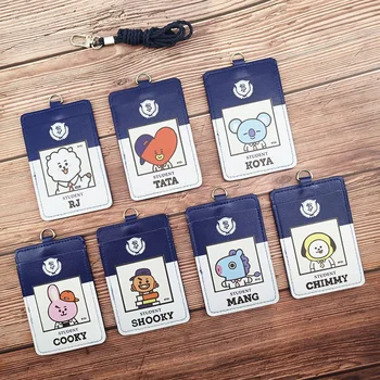 

Kpop Cartoon Work Card Holders With Rope Student Plastic Card Holder Employee Name ID Card Cover Work Certificate Identity Badge
