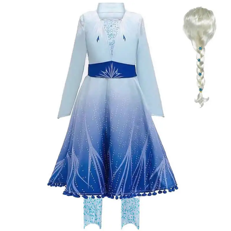 Dress AB Sets 2 Новое платье Эльзы для девочек зимние костюмы, светильник, комплект из 3 предметов одежда с принтом снежинки фатиновые платья с длинными рукавами и открытой спиной - Цвет: Dress AB Sets 2