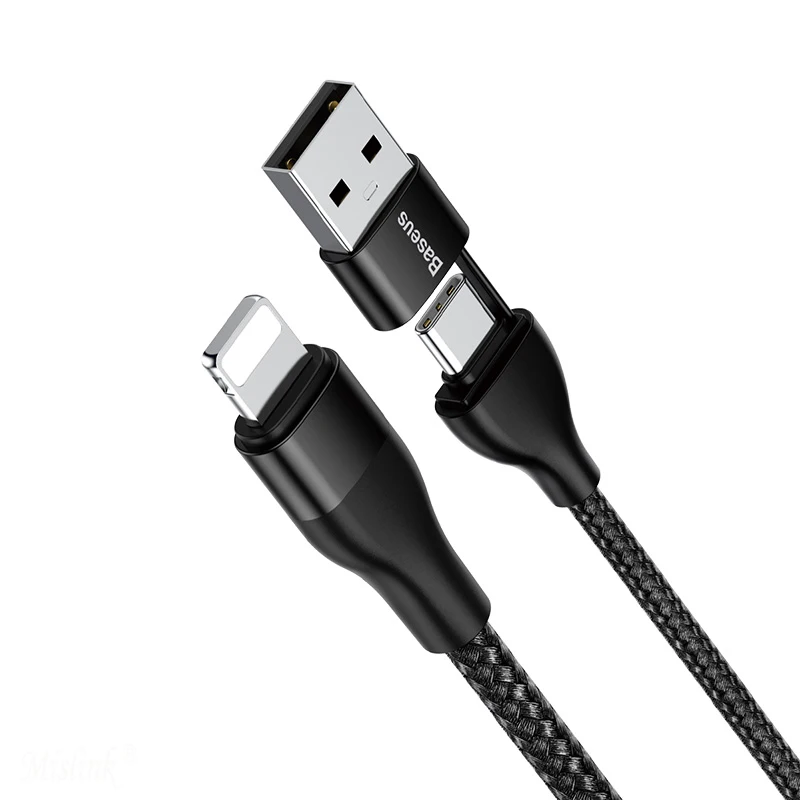 2 в 1 для usb c к Lightning зарядный кабель для iPhone xs max xr 8 7 6s plus 5S 11 ipad pro быстрое зарядное устройство pd кабель 18 Вт
