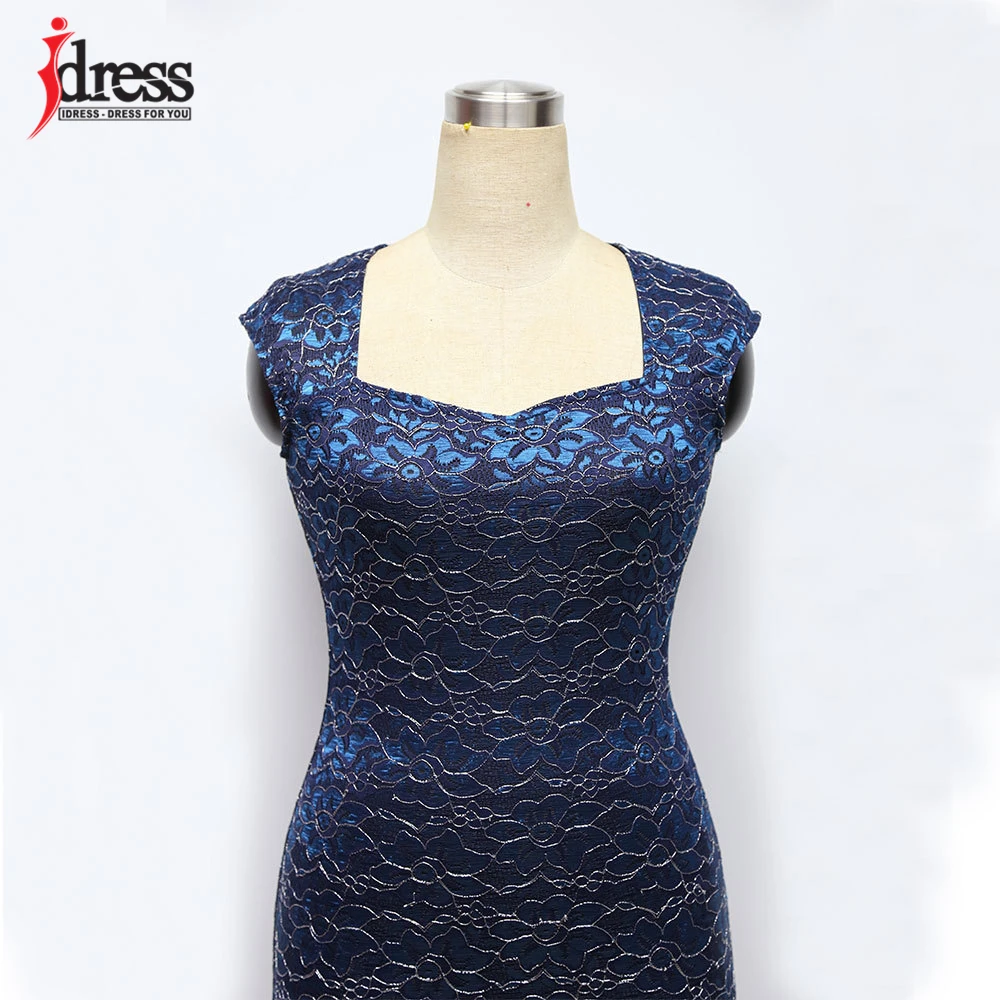 IDress Women Fashion 2020 Summer Sexy Sleeveless Bodycon Dress Ladies Lace Embroidery Knee Length Elegant Office Dress Vestidos (10)