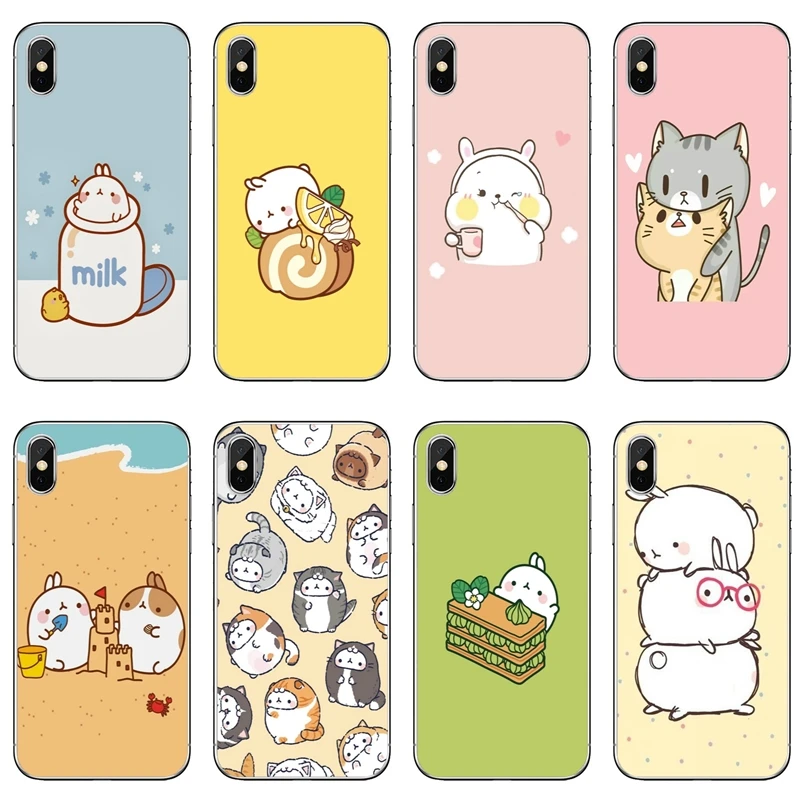 Kawaii Molang мультяшная аниме собака кошка для huawei P30 P20 P10 P9 P8 pro Lite P Smart plus 2019 nova 3i G7 G8