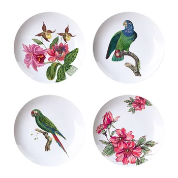 

4PCS Country Style Creative Pattern Hanging Plates Ceramic Ornaments Artistic Wall Decoration for Home Office Living Room (Rando