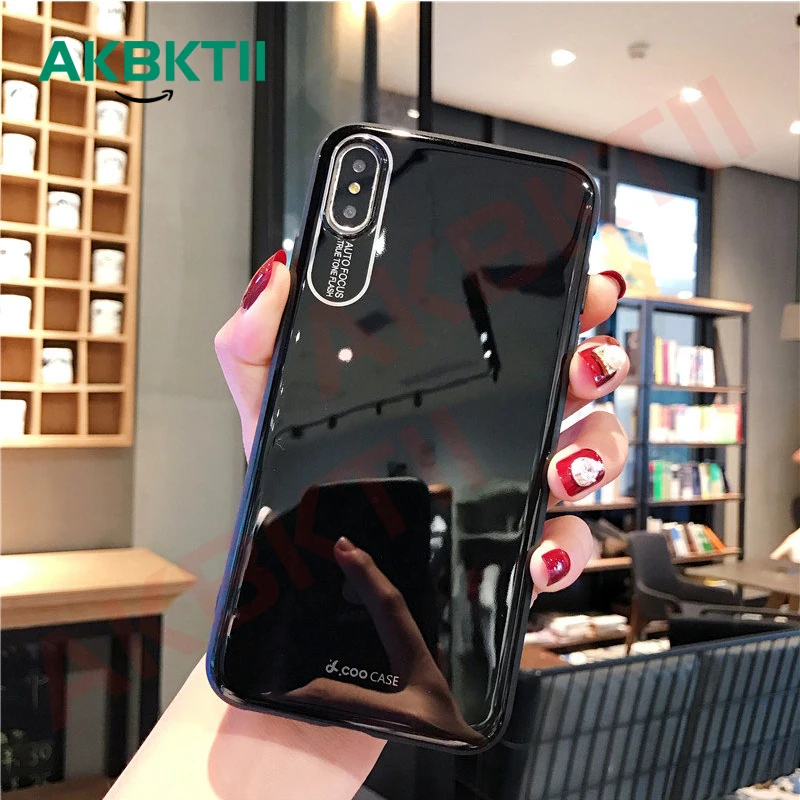 

AKBKTII candy color for iPhone 7 Case luxury Plating Edge Porcelain IMD Phone Case For iPhone 6s 8 XR XS MAX Case coque funda