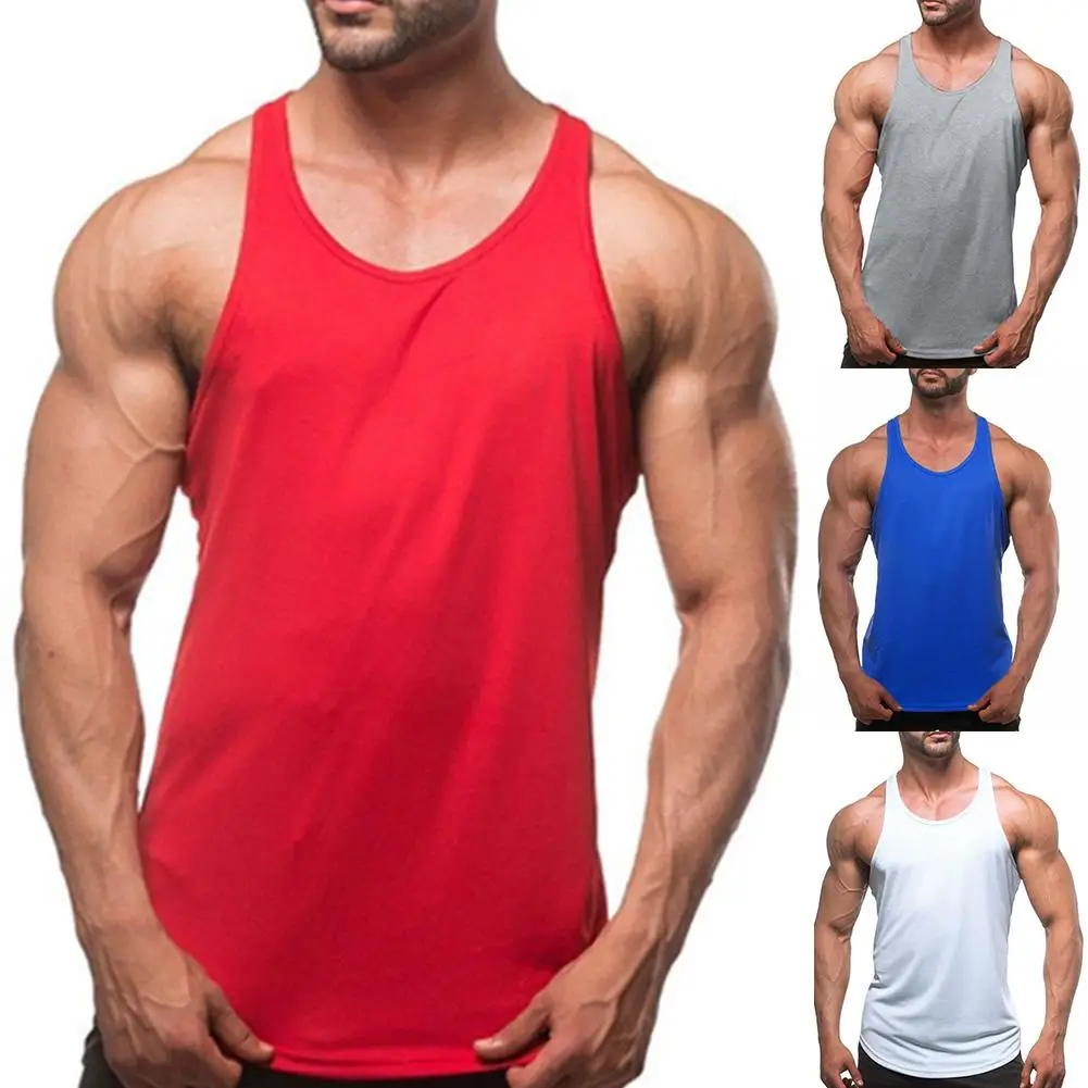 

Fashion Men Solid Color Sleeveless Tank Top Fitness Bodybuilding Muscle Vest Undershirt