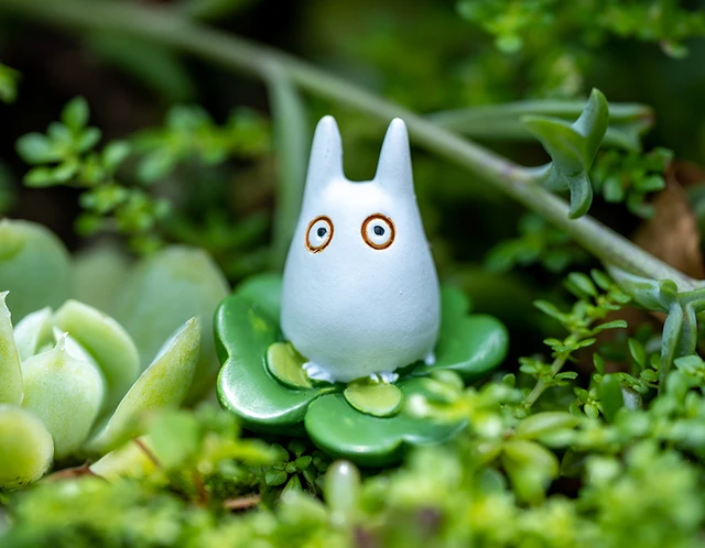 Figurine Totoro en cuir chevelu bleu blanc, studio Ghibmovies, fournitures  de jardin nickel é, mon voisin, petit terrarium l'inventaire, accessoires  de bricolage - AliExpress