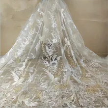 Детское платье с вышивкой в виде птиц, расшитое пайетками; кружевное платье из тюля для девочек на свадьбу; 1 ярд; кружевная ткань