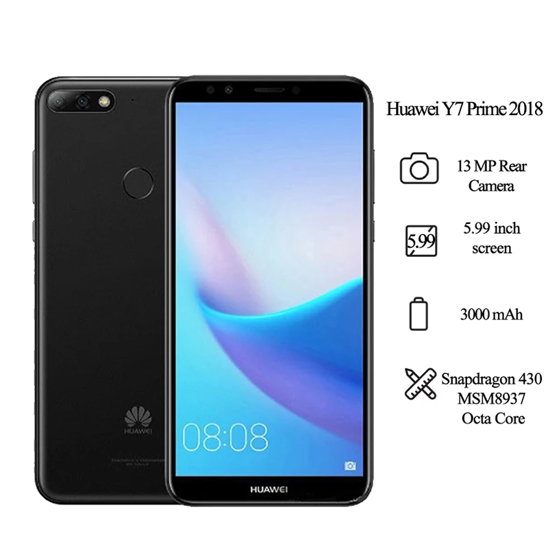 Huawei Y7 Prime 2018 5 99 &quotSnapdragon 430 Octa Core 8MP фронтальная камера 3000 мА/ч пикселей 3 Гб