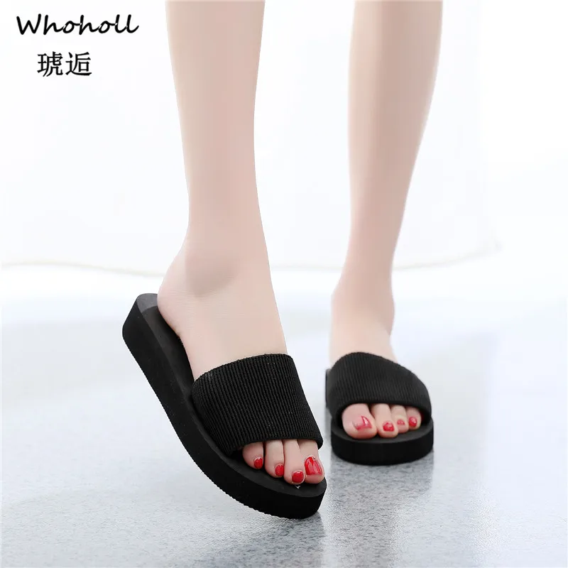 

Summer Woman Shoes Platform Bath Slippers Wedge Beach Flip Flops High Heel Slippers for Women Brand Black EVA Ladies Shoes 5-7.5