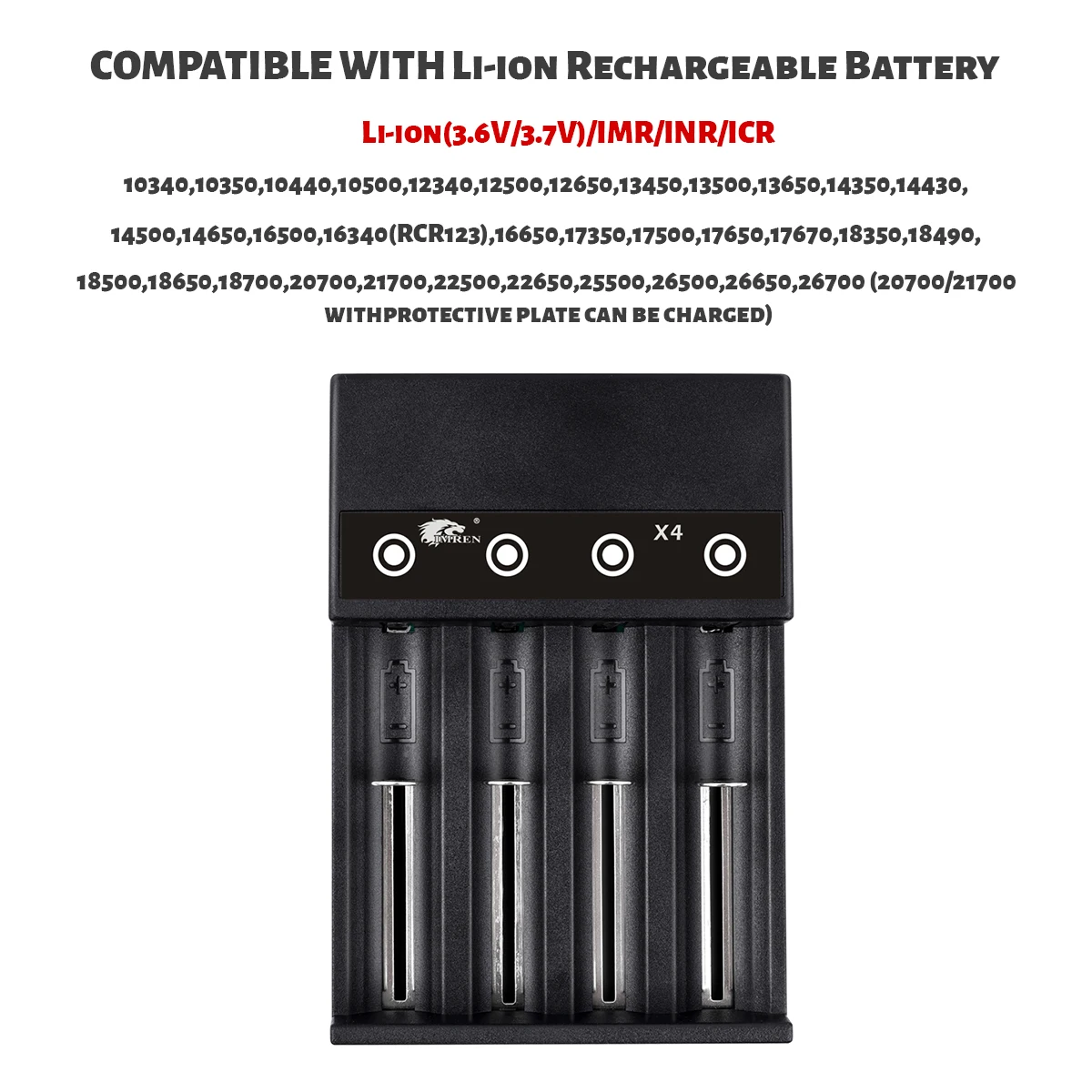 IMREN New Rechargeable Batteries Charger 14500 16650 17650 18650 26650 21700 18350 Lithium NiMH Ni-Cd Battery Smart Charger fossil sport smartwatch charger