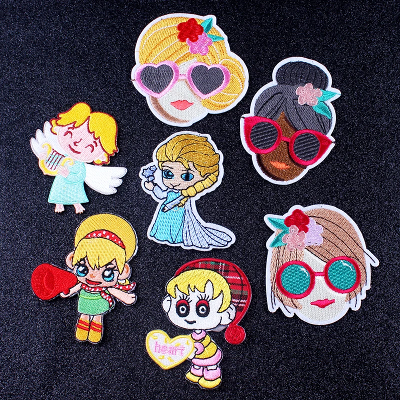 

Pulaqi Cartoon Patch Elsa Anna Patch Fairy Girls Patch DIY EmbroideredFor Clothing Iron on Patches On Clothes Appliques Badge