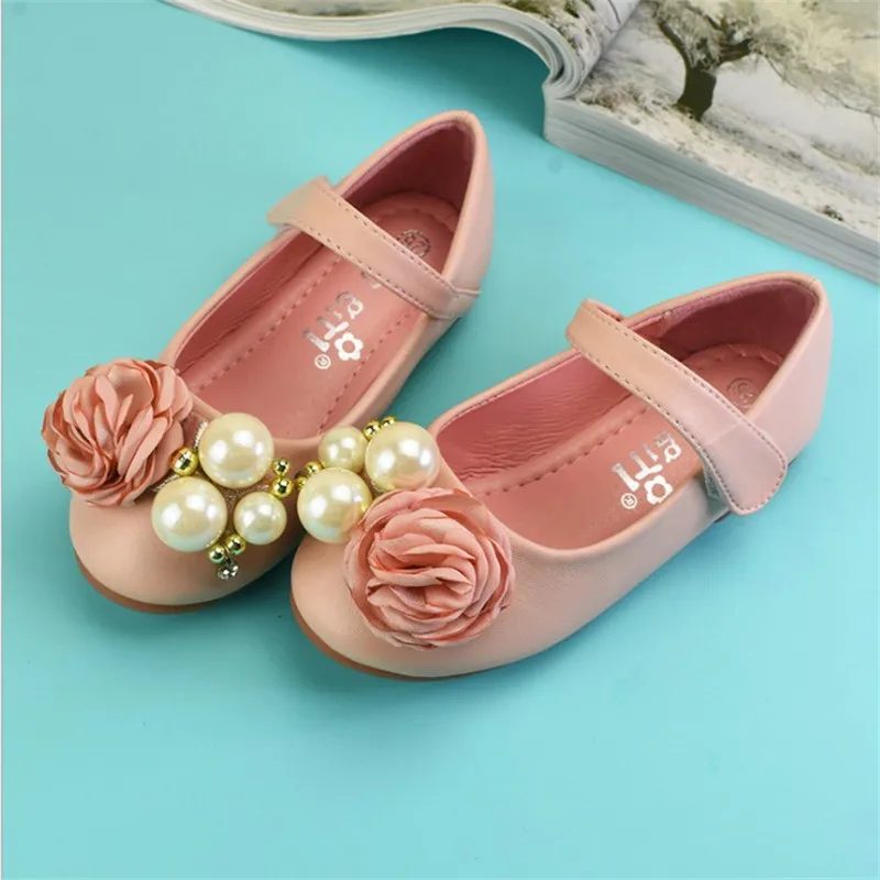 Европейские size19-34 туфли принцессы для девочки, летние детские модельные туфли для девочек, детская брендовая модная обувь для досуга с жемчужинами и цветами - Цвет: Pink p002
