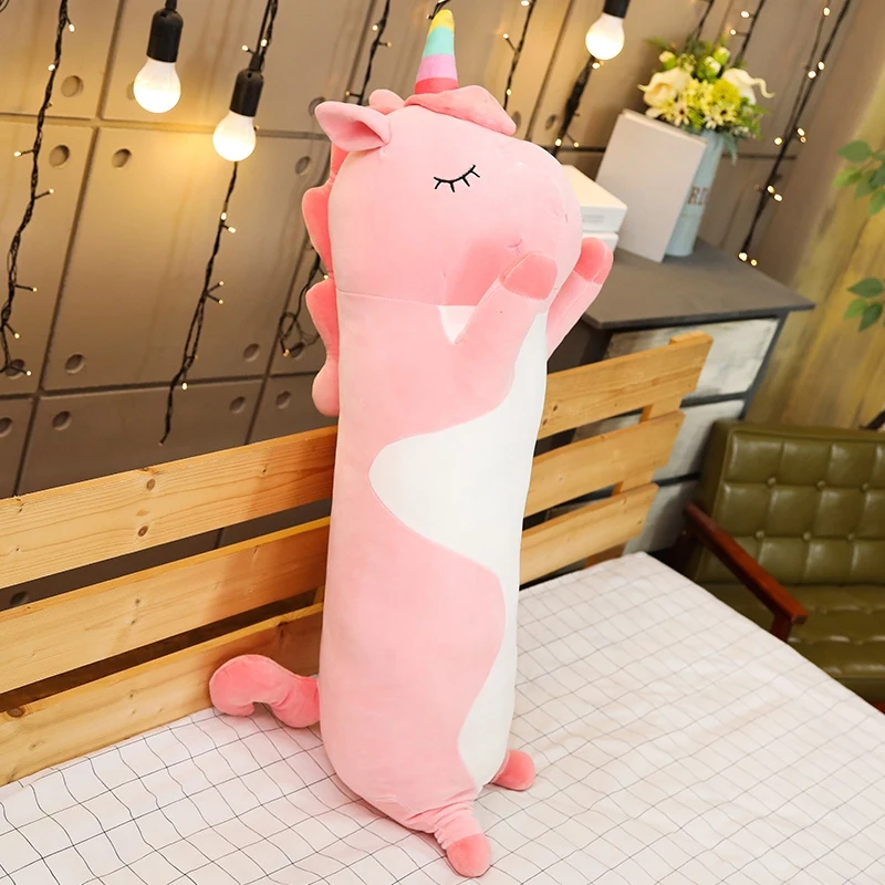thumbnail image 1 of Juguetes de peluche de animales de dibujos animados para niños, almohada larga suave para dormir, regalo de cumpleaños, dinosaurio, unicornio, gato, 70-120CM, 1 pieza, 1 of 5