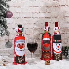 Рождественское красное вино бутылочные крышки мешок Санта Клаус Снеговик Чехлы для бутылки шампанского вечерние домашний декор для стола