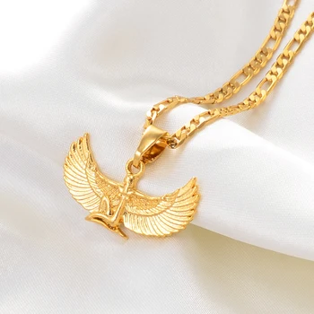 

Anniyo Fab Egyptian Goddess Pendant Necklaces Gold Color Wing Chains Ankh Bib Wicca Pagan Jewelry Egypt Religion #220206B