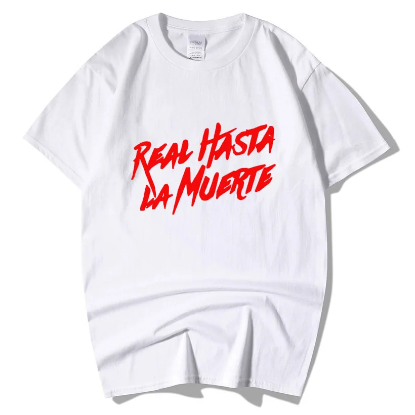 Abron Anuel AA FREEANUEL Rock Album Real Hasta La Muerte Футболка мужская и женская летняя модная хип-хоп Повседневная хлопковая Футболка с круглым вырезом - Цвет: White