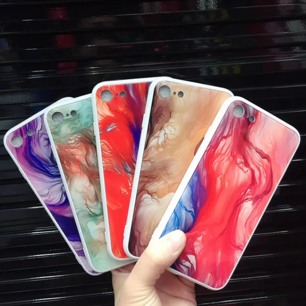 Модный чехол из закаленного стекла с мраморным камнем для iPhone 11 Pro XS Max XR Жесткий