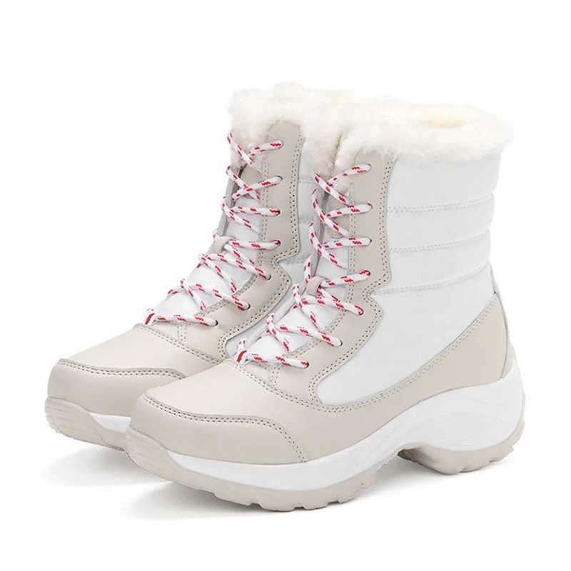 beige2 Новинка года; женские ботинки; зимняя обувь; женские зимние ботинки; женские популярные ботинки; зимние женские теплые ботинки; botas mujer; белые ботинки; большие размеры - Цвет: beige2
