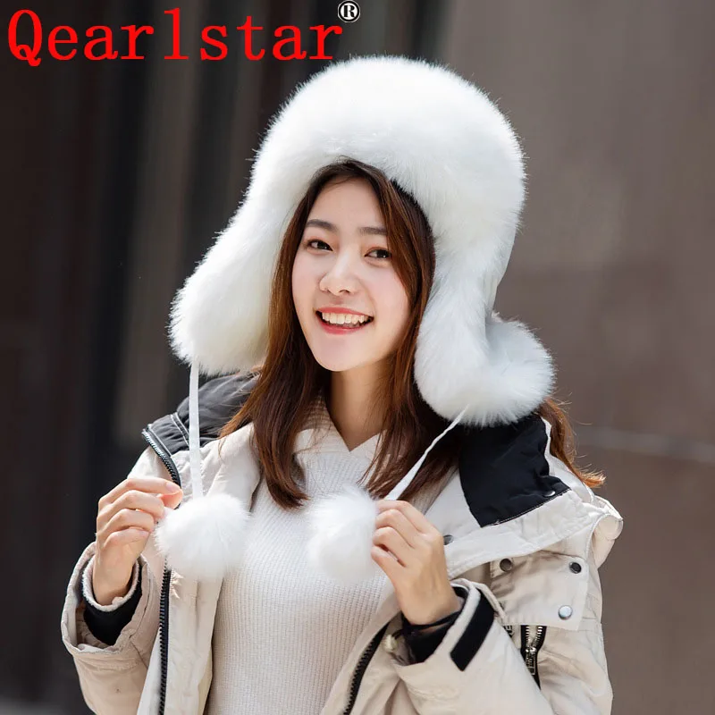 

Qearlstar Fur Hats For Man Women Thick Elastic Luxury Warm Hat Headband Earwarmer Earmuff Winter Fluffy Snow Cap Russian WME21