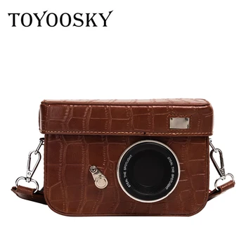 

TOYOOSKY Women Alligator Leather Messenger Bag Fashion Mini Evening Bags Camera Shaped Crossbody Bags Clutch Women Purse Bolsa