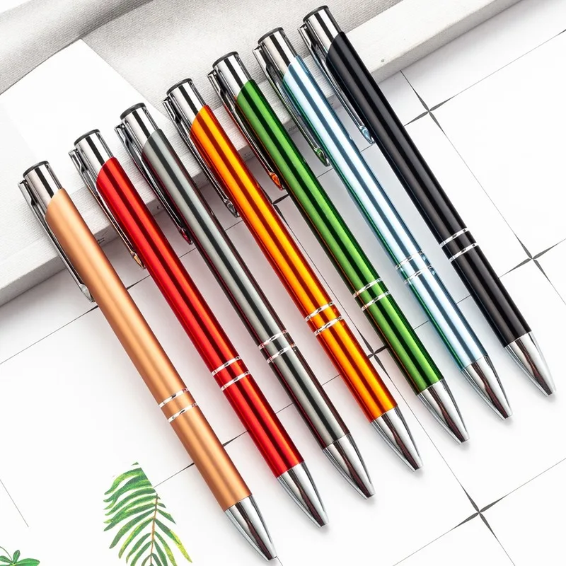 

1Pcs Metal Color Ballpoint Pen 1.0mm Luxury Advertising Gift Pen Black Ink School Student Stationery Office Writing Supplies