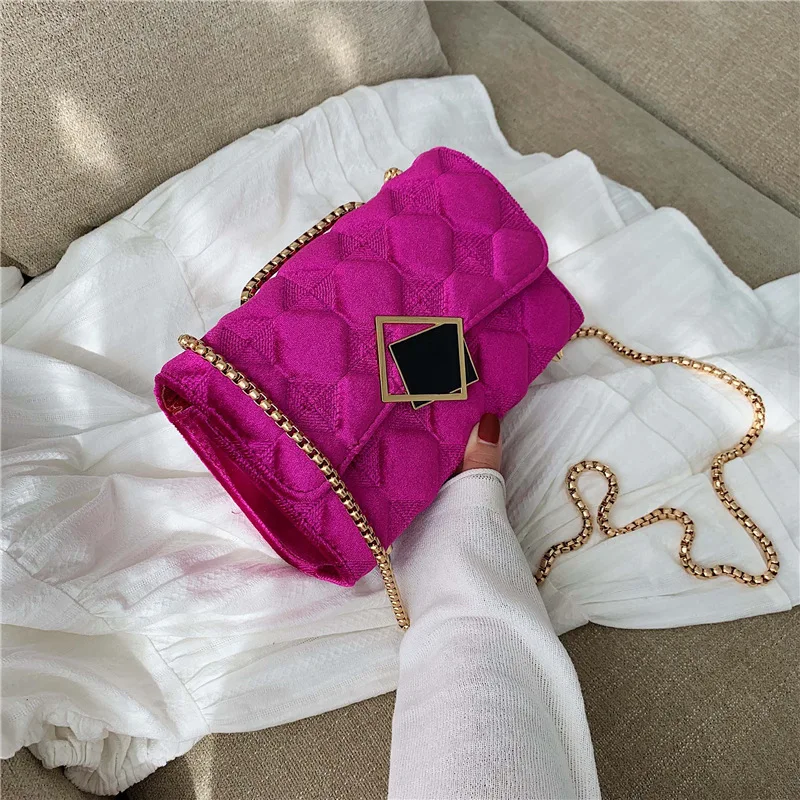 

INS Super Fire New Style 2019 Autumn And Winter New Style Velvet Rhombus Chain Bag Mini Crossbody Bag Bags