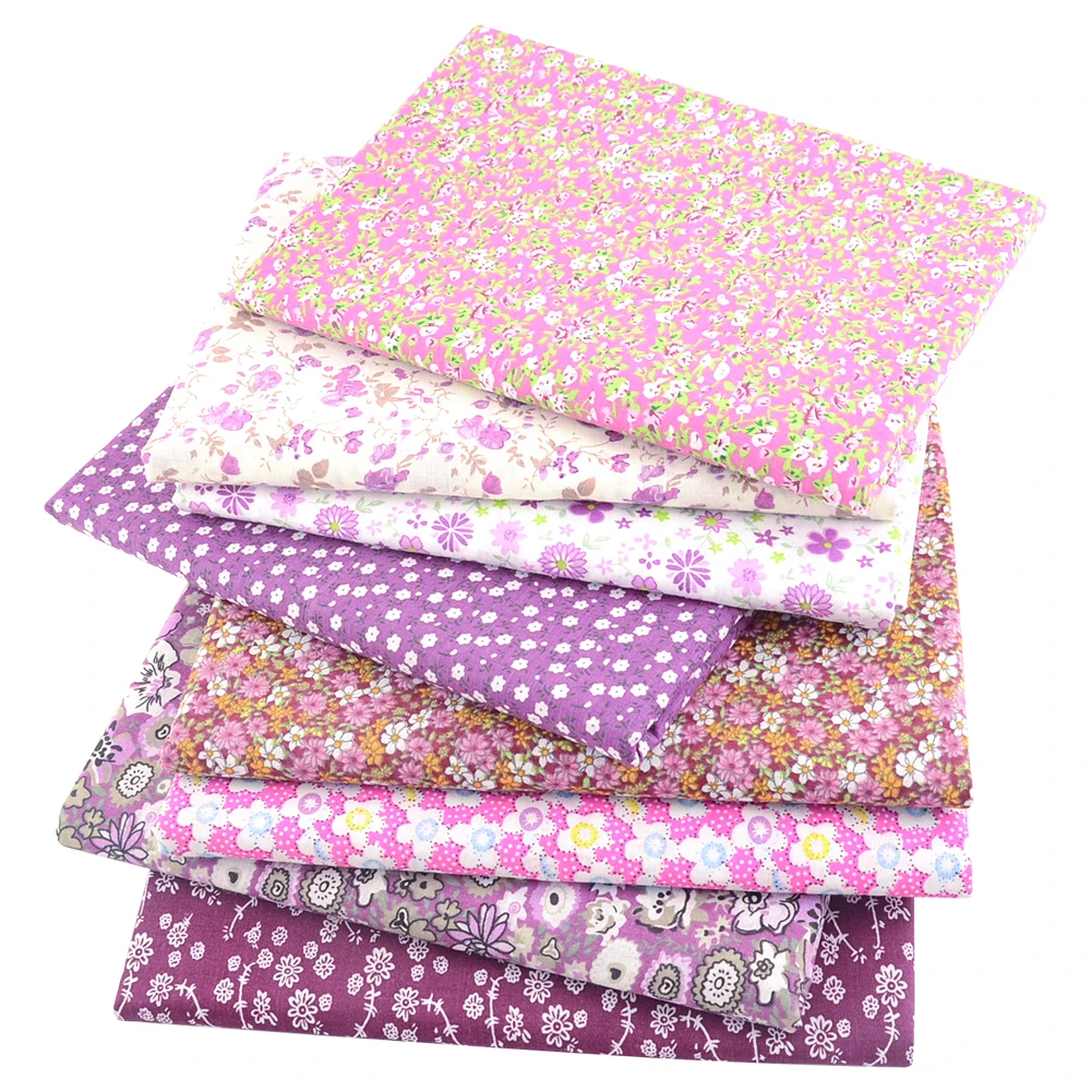 Booksew 9 Pcs/Lot 50CMx50CM Telas Cotton Fabric Telas De Algodon Para  Patchwork Purple Floral Bundle Tilda DIY Craft Sewing