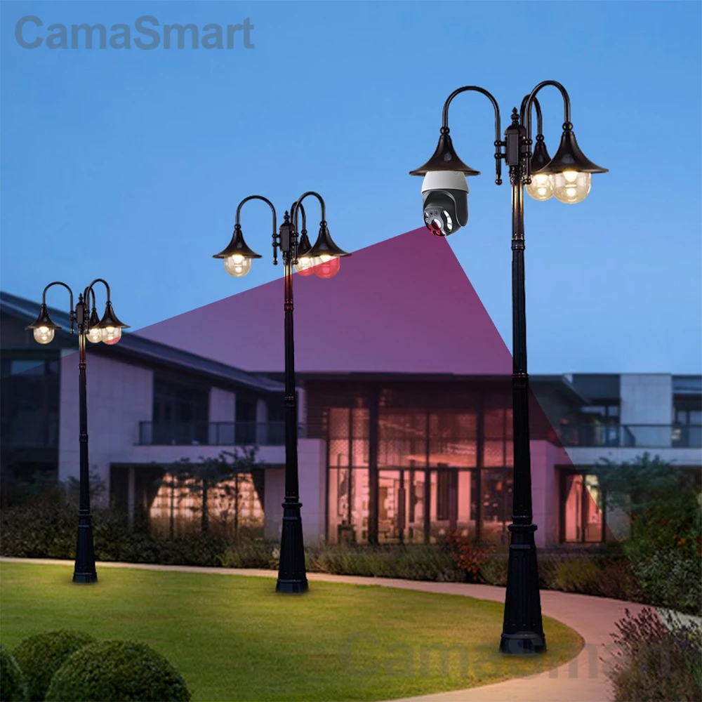 Camnsmart 5MP Tuya Smart Outdoor Bulb Lamp Camera Wifi IP PTZ Color Night Vision Home Security Auto Track Video Surveillance