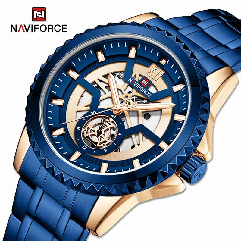 NAVIFORCE Luxury Sports Watches for Men Military Automatic Date Quartz WristWatch Waterpraoof Date Display Clock Reloj de hombre afbeelding