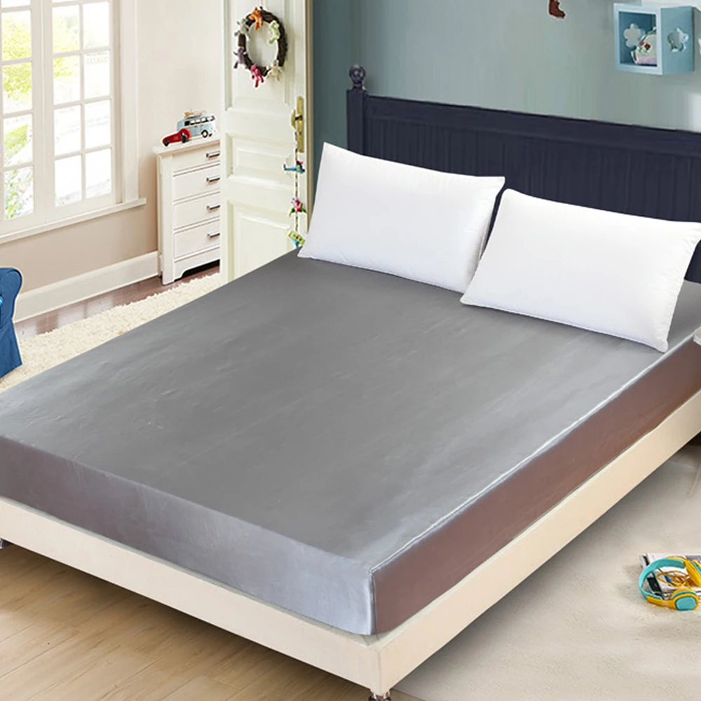 Сплошной цвет Матрас протектор простыни для кровати имитация атласа шелк натяжная простыня на резинке Drap Housse de Matela