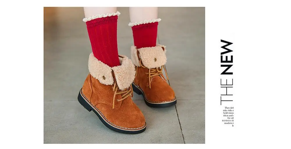 Г. Осенне-зимние детские короткие ботильоны однотонные ботинки для девочек с отворотами Ботинки martin на резиновой нескользящей подошве в винтажном стиле#26-36