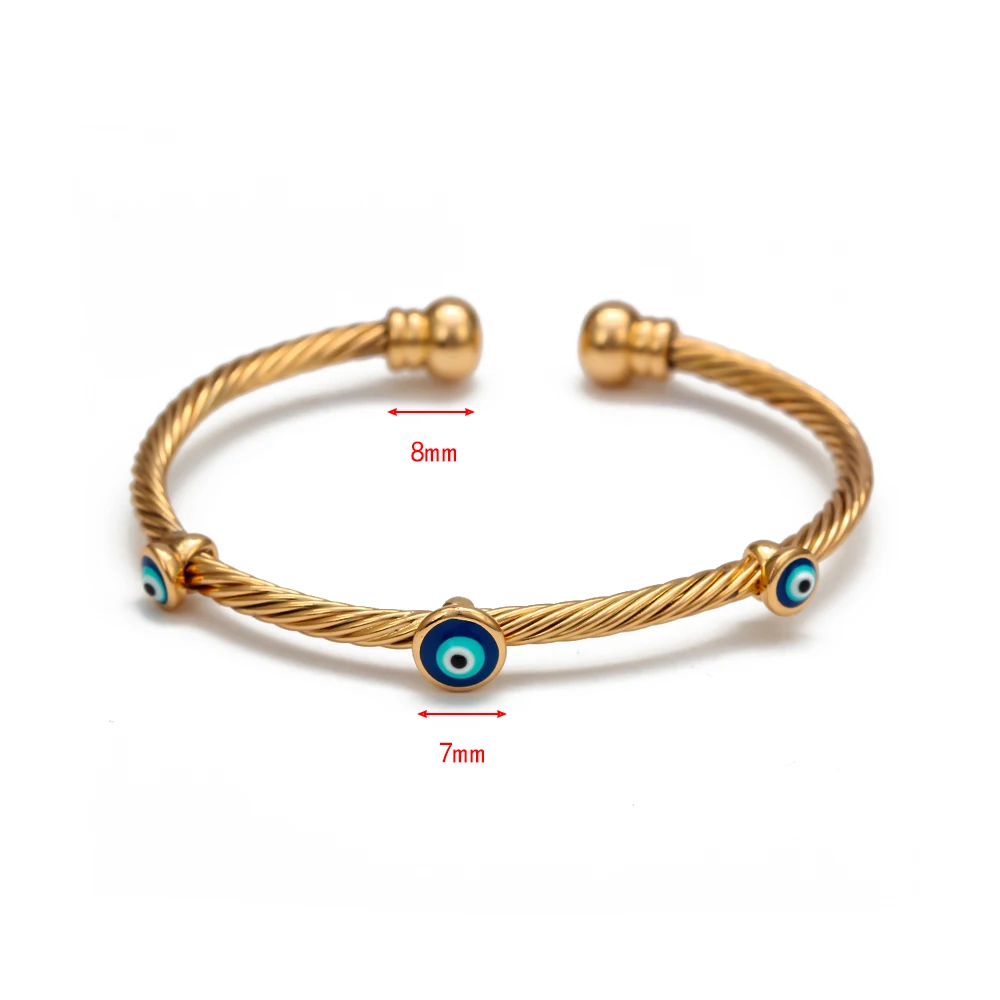 Lucky Eye Dropping Oil Turkish Evil Eye Bangle Bracelet Gold Silver Color Bangles Gifts Women Men Fashion Jewelry EY6761
