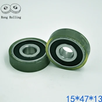 

2 inch Rubber-coated bearings bore 15mm,Sliding rollers/wheels/pulley diameter 43/47/48/50mm,thickness 13/15mm.10pcs/lot