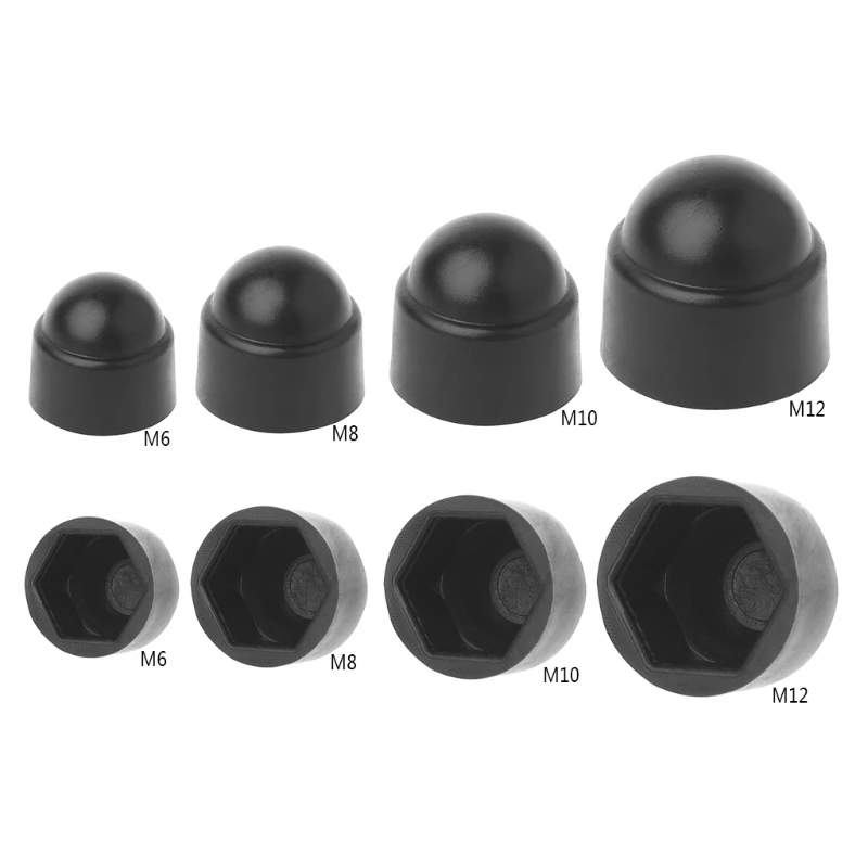 M18-10cups Bolt Nut Domed Cover Caps Plastic Black 
