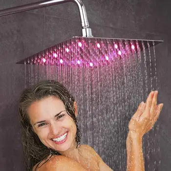 

LED shower head ultra-thin installation 3-layer luxury bathroom shower head mirror chrome temperature sensor 3 colors SPA shower