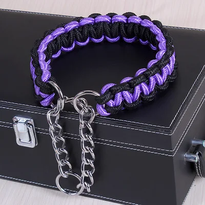purple black Высокое качество усовершенствованный цветной ошейник для больших собак немецкая овчарка ходьба собака P короткое цепное ожерелье для средних и больших собак - Цвет: purple black