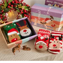 Женские зимние носки толстые плюшевые коттоновые носки теплые зимние ботинки на нескользящей подошве тапочки отличного качества; носки, подарок на Рождество, подарок коробка мультфильм ковер Носки