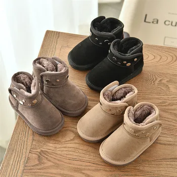 

Fashion rivet kids snow boots 2019 new girls warm cotton shoes baby non-slip boots