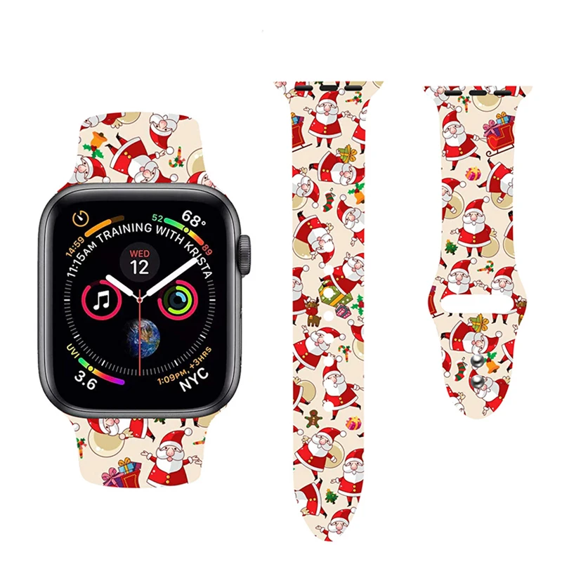Рождественский спортивный ремешок для Apple Watch band 44 мм 42 мм iWatch 4 band 40 мм 38 мм Pulseira аксессуары Подходит для серии Correa 5 4 3