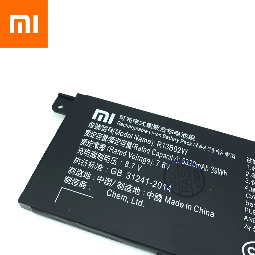 For Xiaomi Mi Air 13 3 Series Tablet Battery Pc 7 6v 39wh New Original 53mah R13b01w R13b02w Tablet Batteries Backup Power Aliexpress