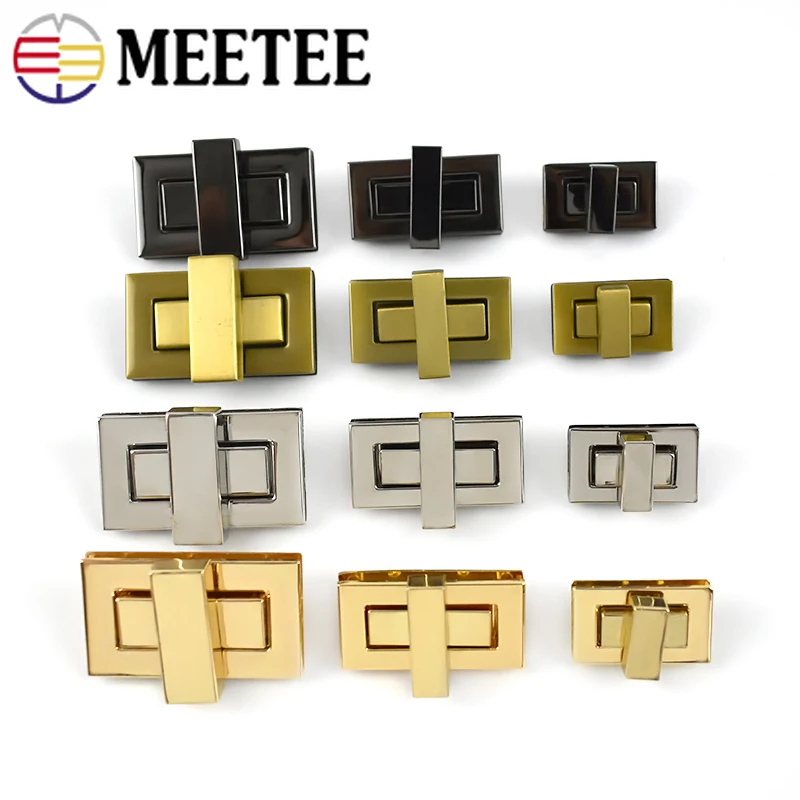 Rectangle Twist Press Lock Bag Hardware Light Gold 1/10 Pcs 