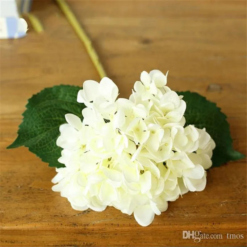 Artificial Silk Hydrangea Flower 7.5" Fake White Wedding Flower Bouquet for Table Centerpieces Decorations 15 color