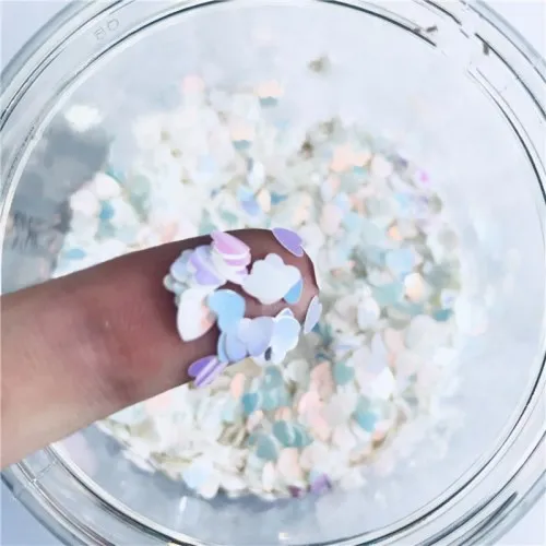 White blue 10g Ультра-тонкие 3D Блестки для ногтей 4 мм Сердце лазерный блеск ПЭТ свободные блестки для украшения ногтей боди-арт живопись ногтей DIY Декор 10 г - Цвет: White blue 10g