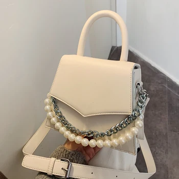

Elegant Female Tote bag 2020 Fashion New High Quality PU Leather Women's Designer Handbag Pearl Chain Shoulder Messenger Bag