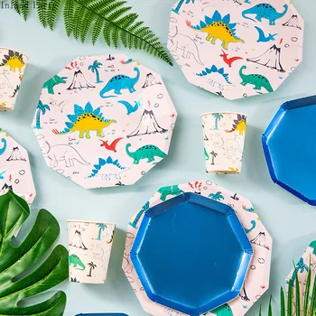

8pcs Jurassic Park Disposable Tableware Disposable Paper Plate Dinosaur Pattern for Wedding Birthday Decoration Party Supplies