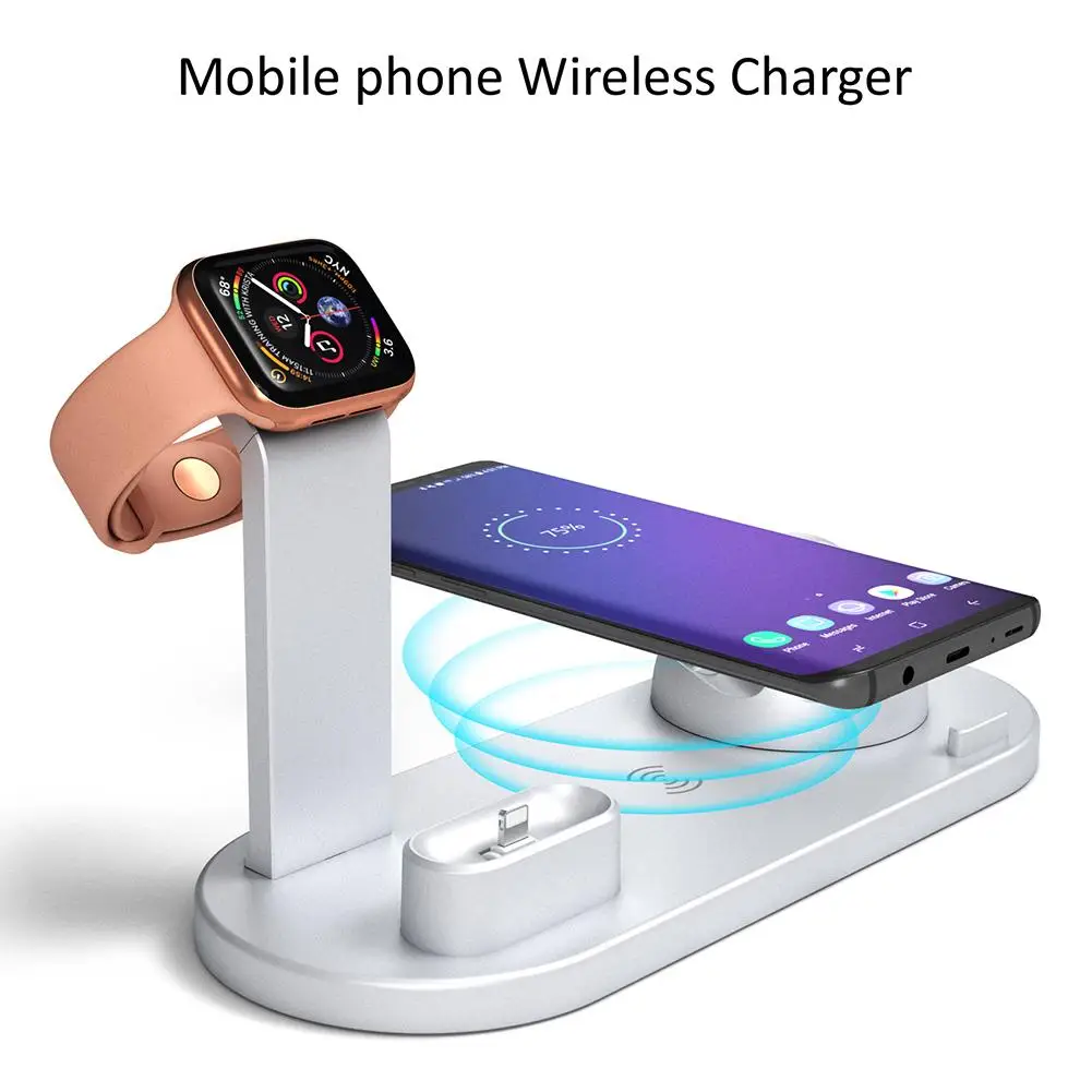 

4 In 1 Wireless Charging Stand Holder USB 10W Qi Fast Charger Dock Station For Apple Watch IPhone 11 X XS XR