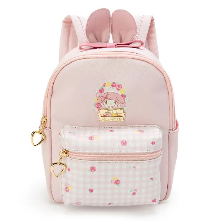 Милый маленький розовый рюкзак с заячьими ушками My Melody кожаный Детский рисунками