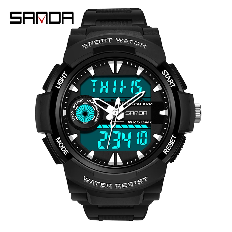 

SANDA ResistantWatch Men Sport Back Light Shock Resistant Sports Running Watches Casual LED Military Waterproof Mens Wristwatch
